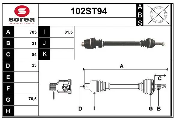 55228304 Fiat/Alfa/Lancia Semieixo (acionador) dianteiro direito