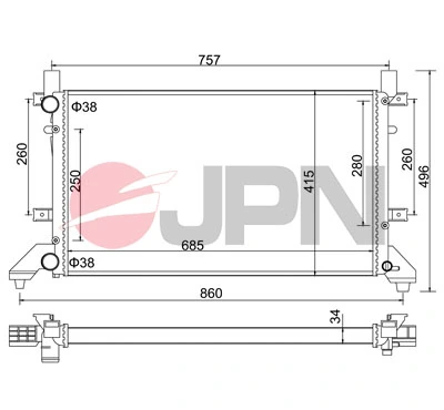  Radiador de esfriamento de motor Volkswagen LT 28-35 II ônibus (2DB, 2DE, 2DK) (1996 - 2006) 28-35 II
