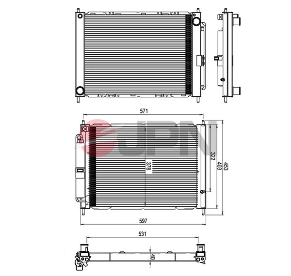 Radiador de esfriamento de motor para Renault Clio III BR01, CR01