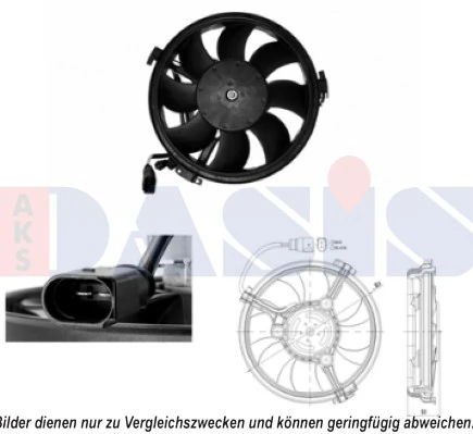 Ventilador elétrico de esfriamento montado (motor + roda de aletas) 8D0959455N Fiat/Alfa/Lancia