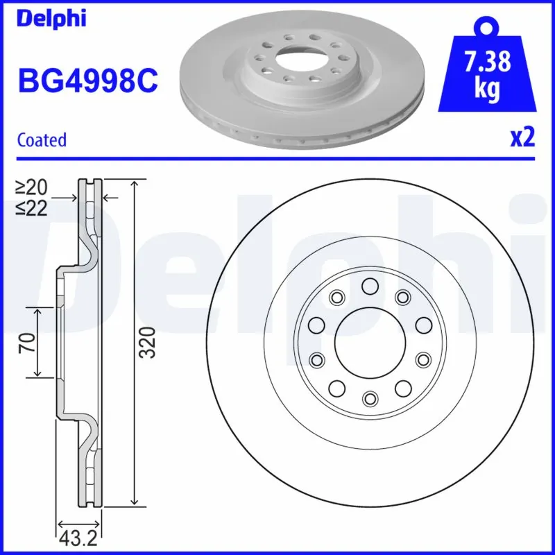 Disco do freio traseiro 50532946 Fiat/Alfa/Lancia