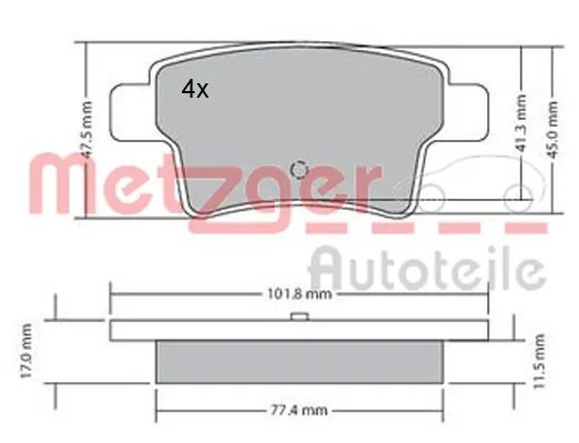  Sapatas do freio traseiras de disco Peugeot 408 RUSSIA sedan (2010 - 2026) RUSSIA