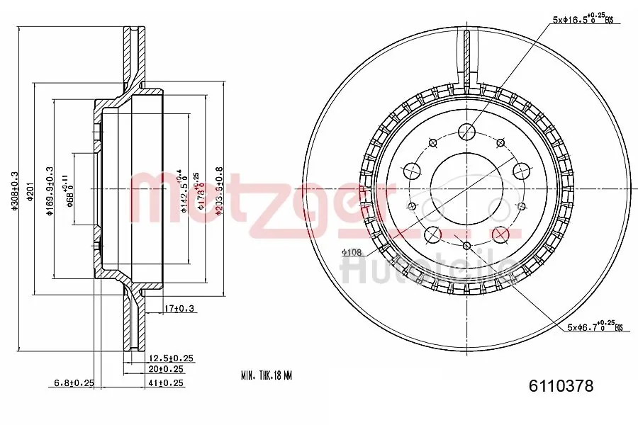 Disco do freio traseiro para Volvo XC90  