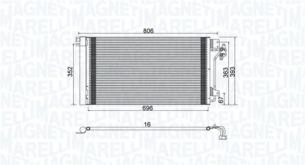 Radiador de aparelho de ar condicionado para Volkswagen Transporter 7HB, 7HJ, 7EB, 7EJ