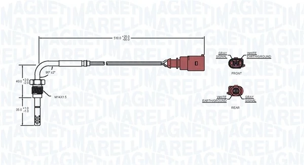 172000019010 Magneti Marelli Sensor de temperatura dos gases de escape (GE), antes de filtro de partículas diesel