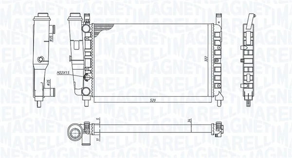  Radiador de esfriamento de motor Fiat Fiorino сaixa (146 Uno) (1988 - 2001) 