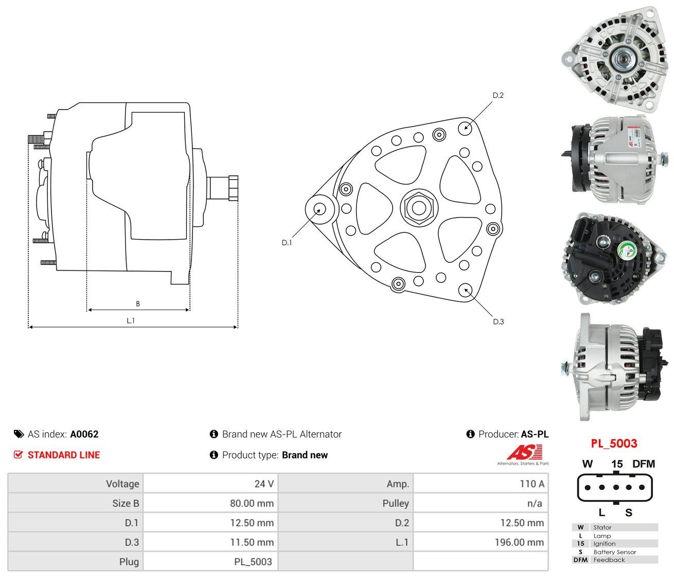 Gerador As-pl A0062 preço, a partir de 227,61 USD