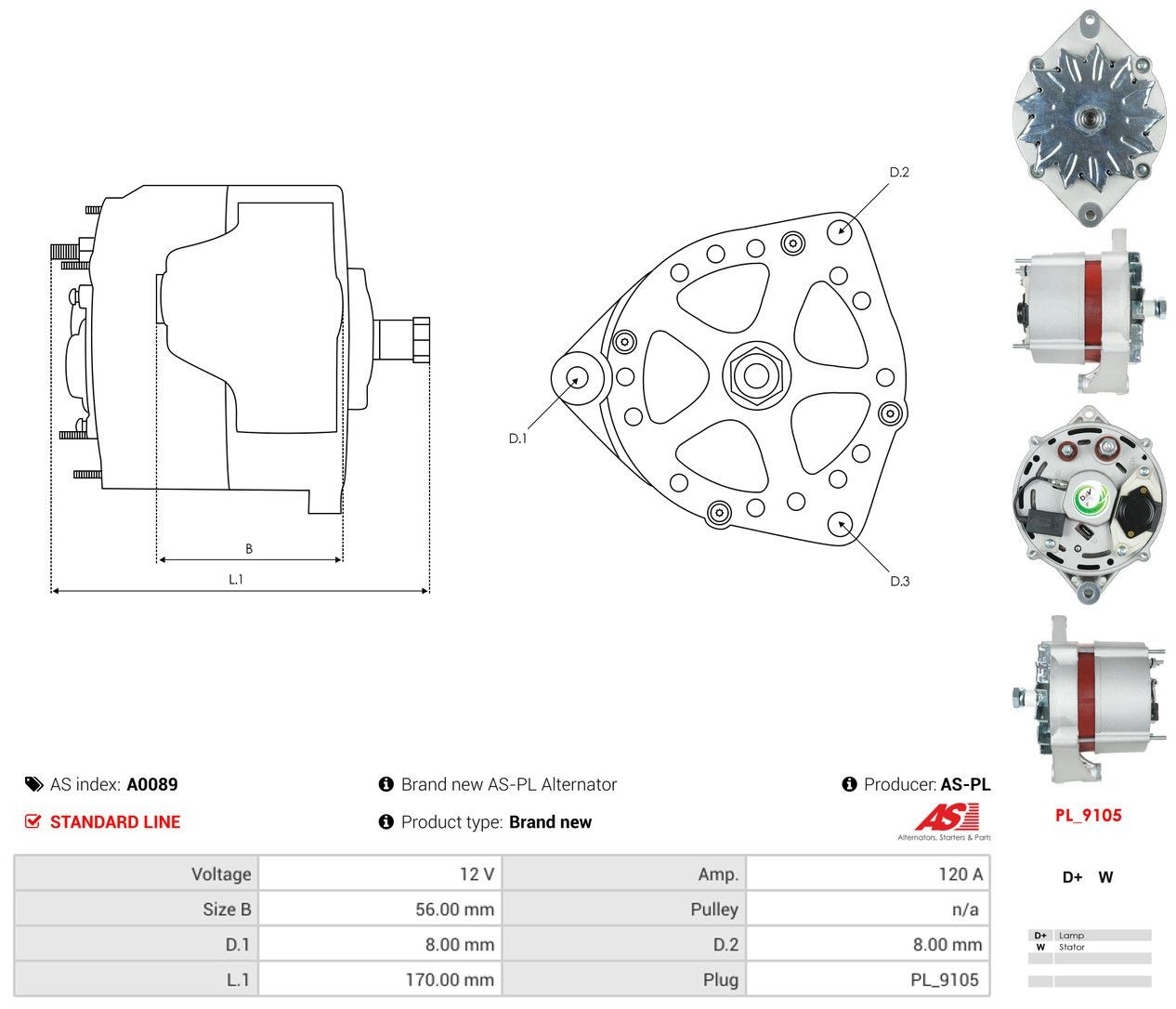 Gerador As-pl A0089 preço, a partir de 177,73 USD