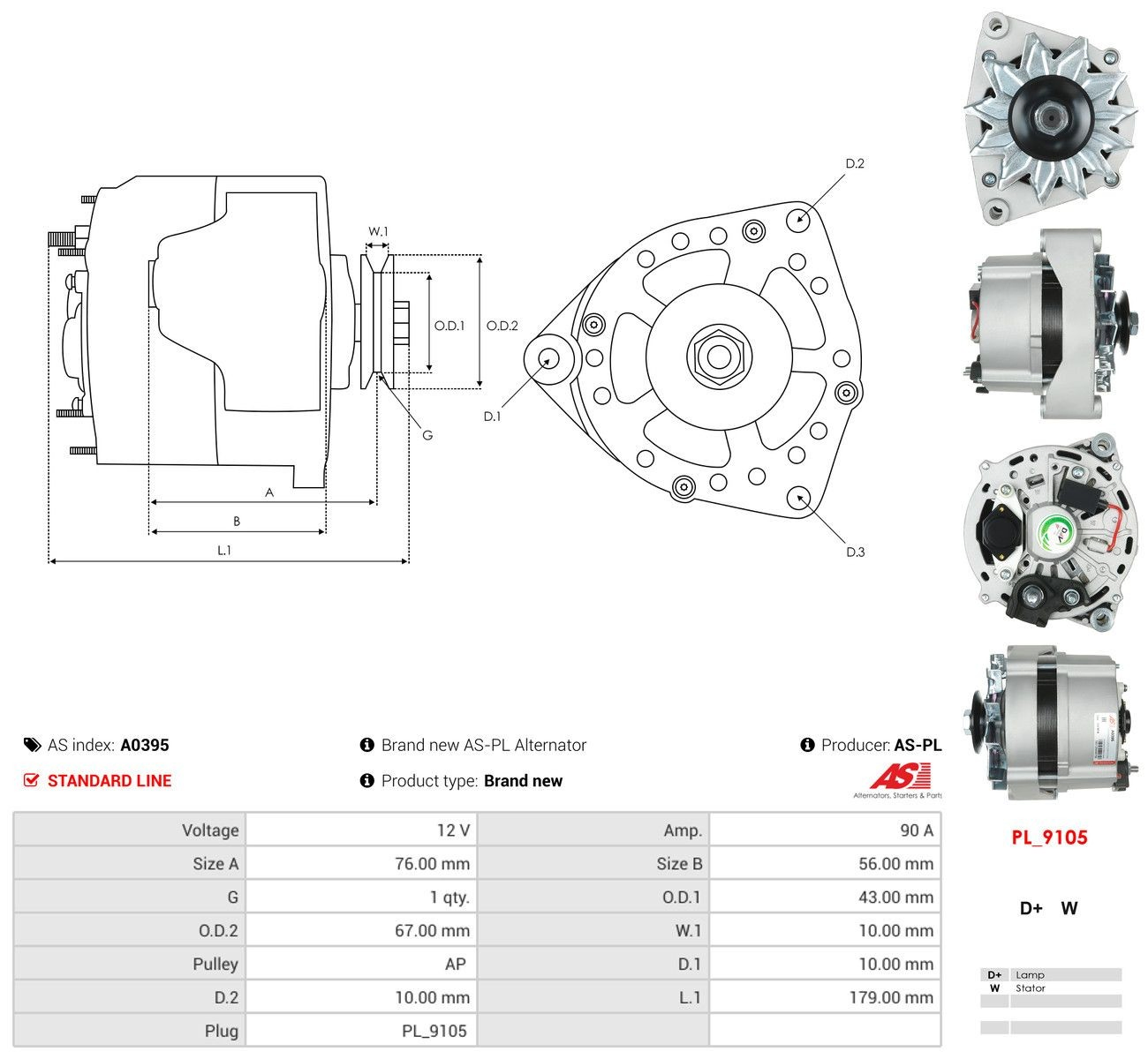 Gerador As-pl A0395 preço, a partir de 109,25 USD