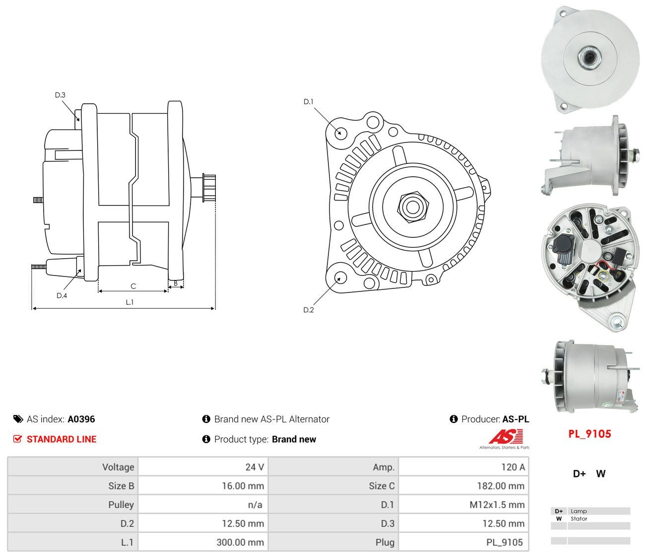 Gerador As-pl A0396 preço, a partir de 557,88 USD