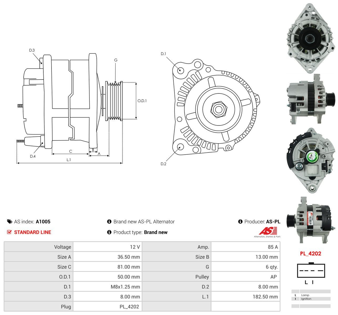 Gerador As-pl A1005 preço, a partir de 76,15 USD