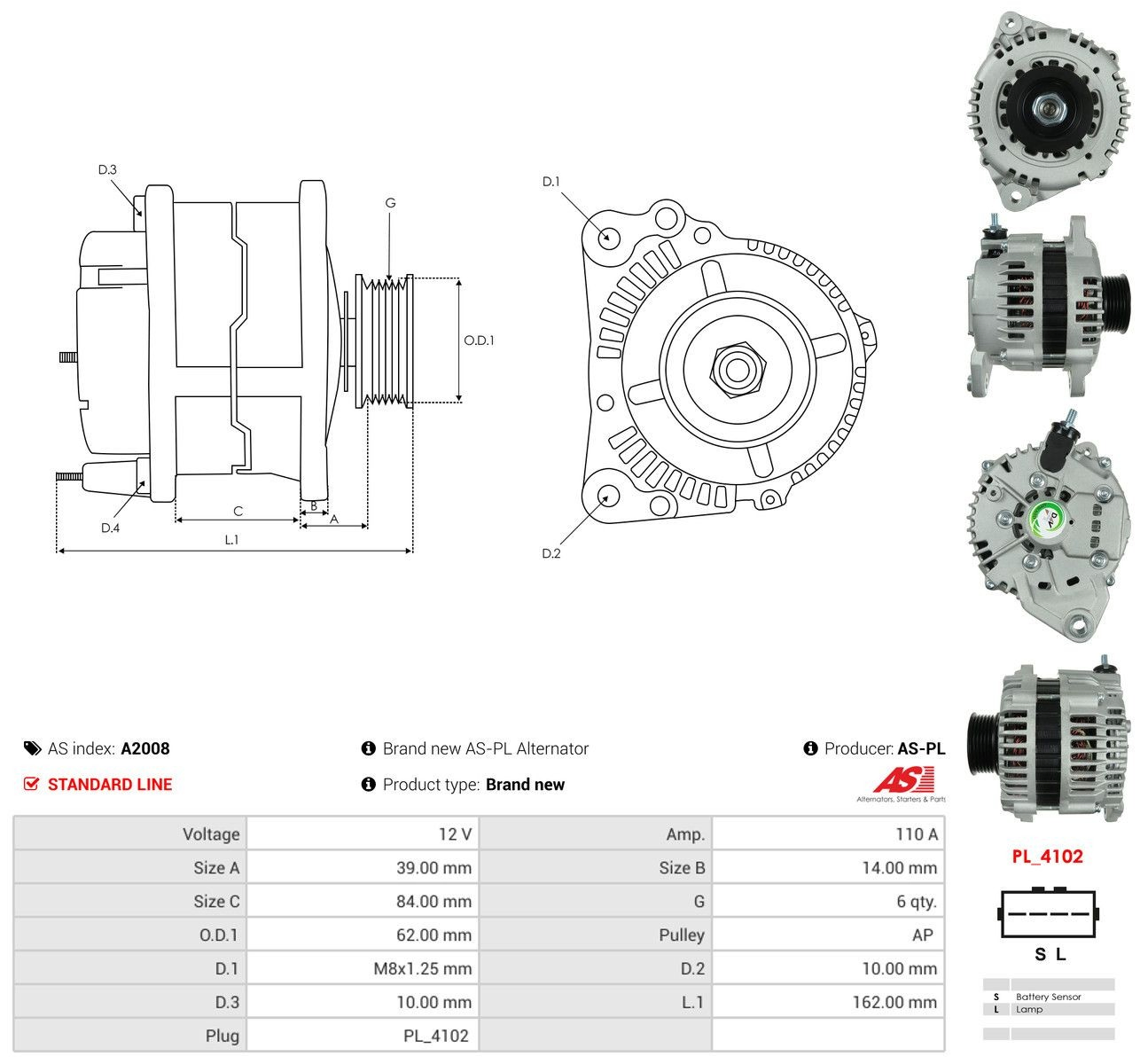 Gerador As-pl A2008 preço, a partir de 165,53 USD