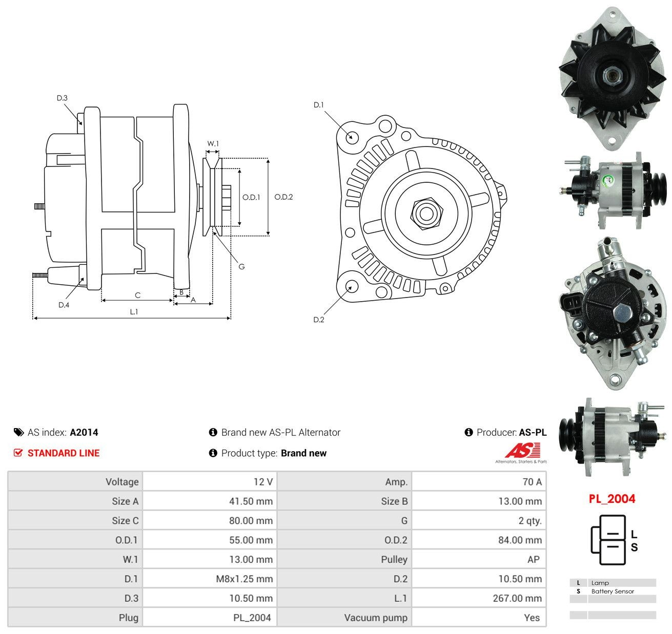 Gerador As-pl A2014 preço, a partir de 238,15 USD