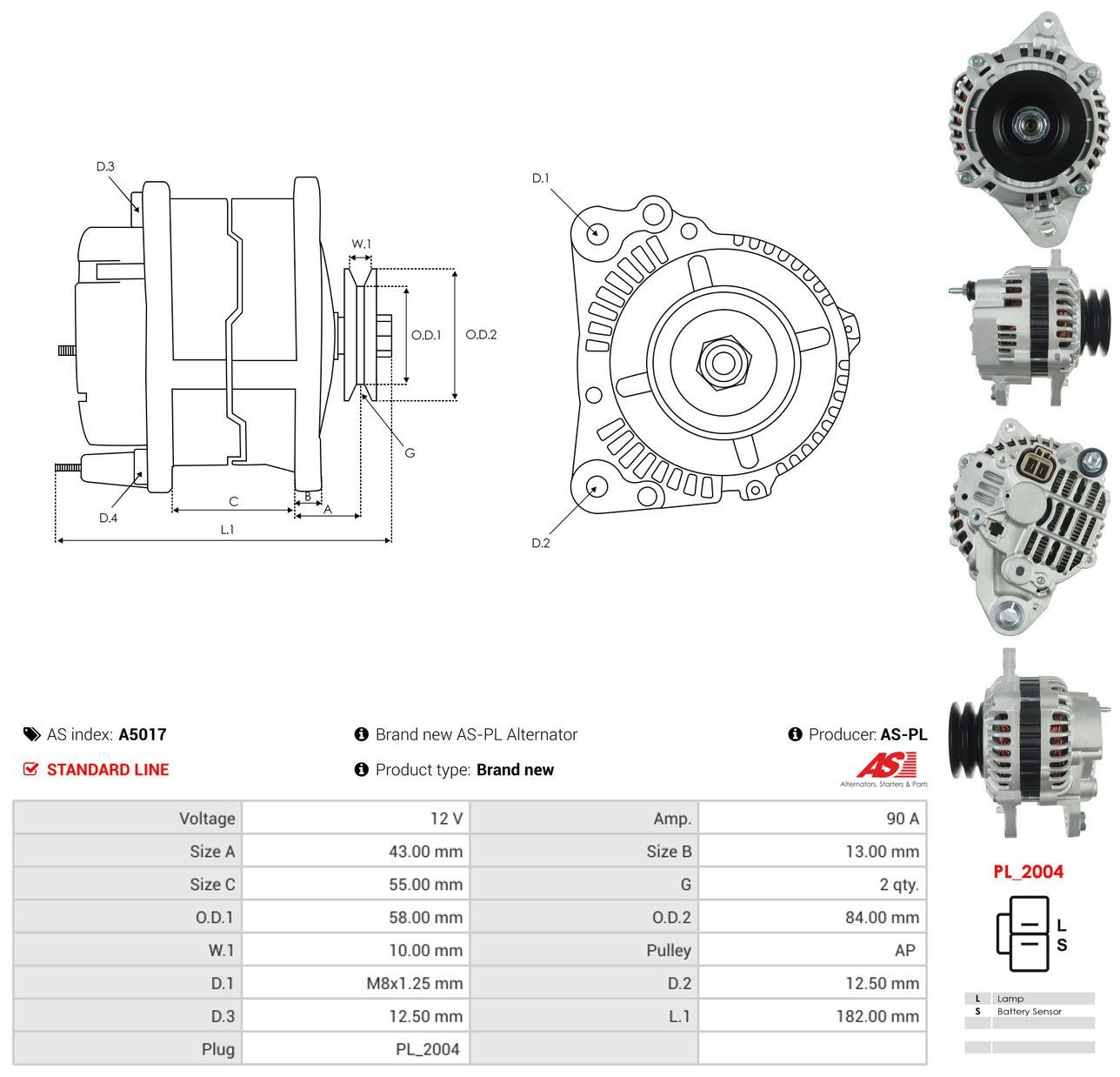 Gerador As-pl A5017 preço, a partir de 167,19 USD