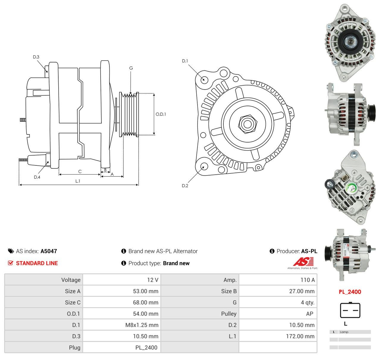 Gerador As-pl A5047 preço, a partir de 137,74 USD