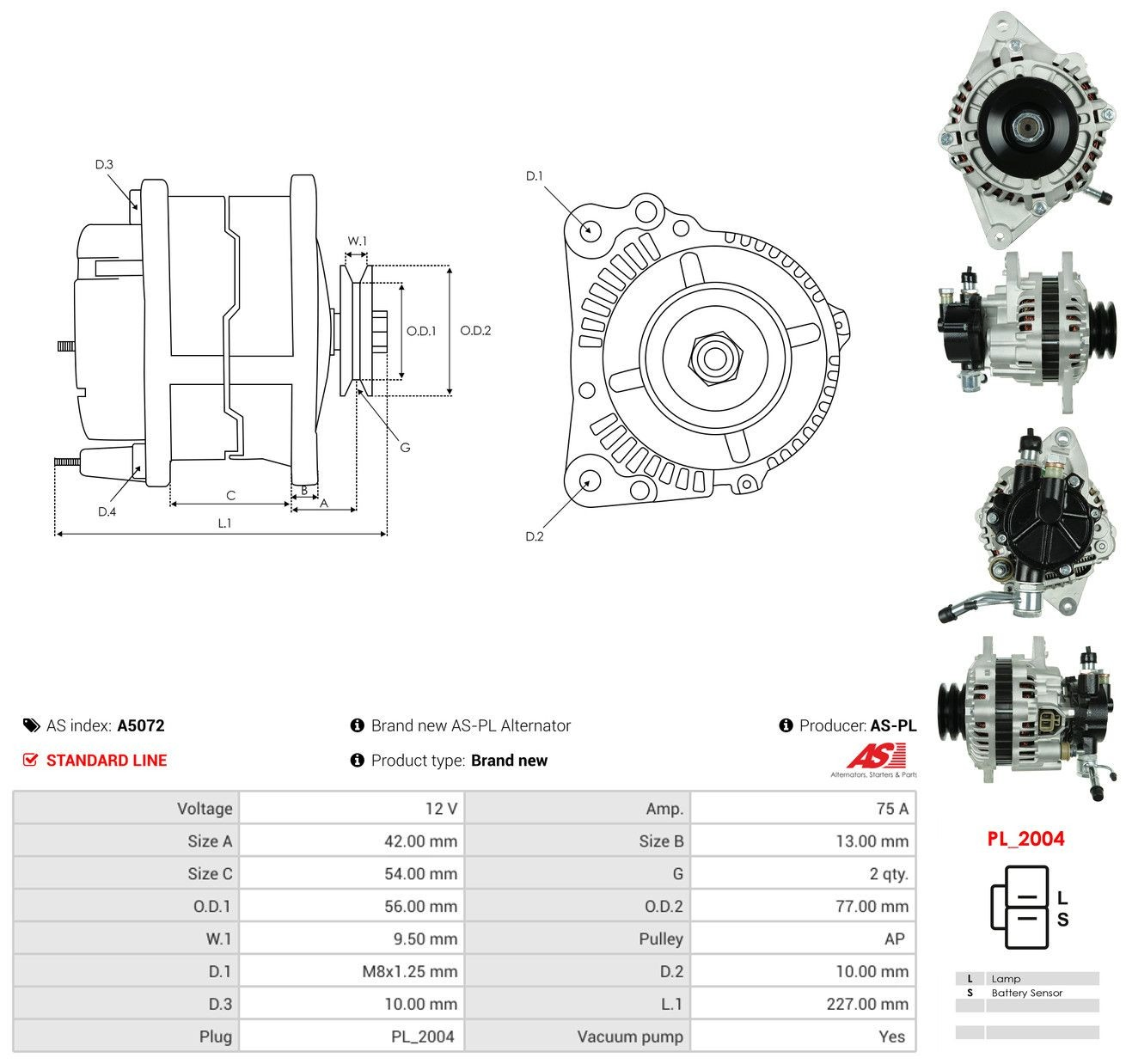 Gerador As-pl A5072 preço, a partir de 227,10 USD