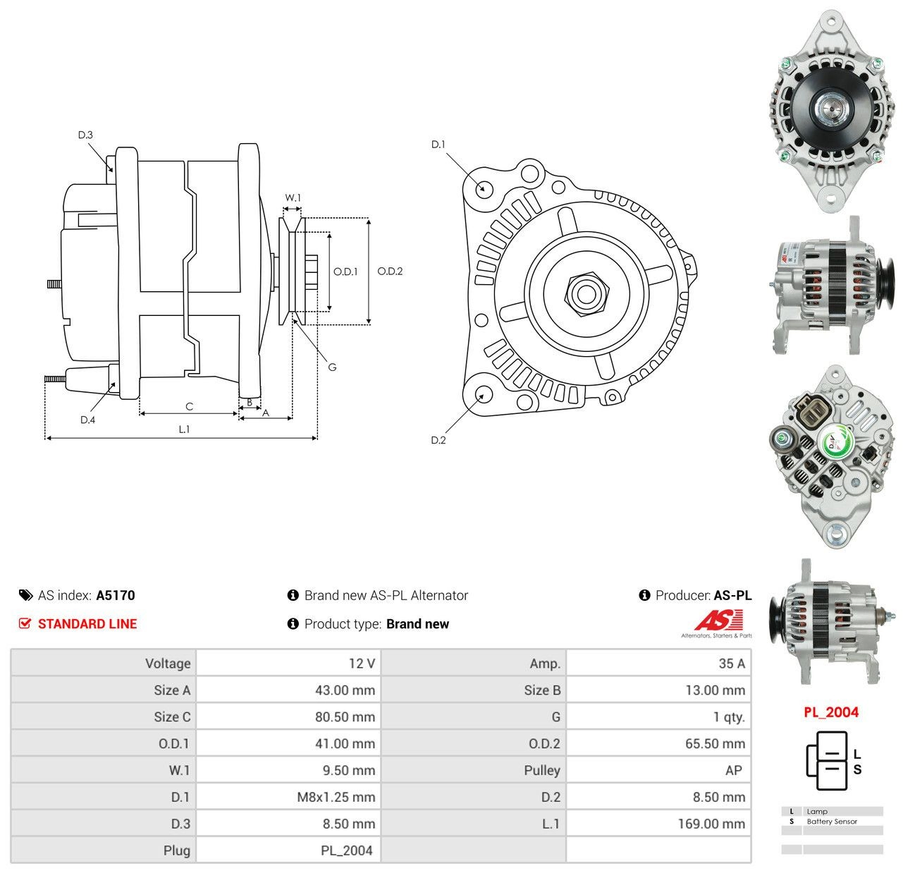 Gerador As-pl A5170 preço, a partir de 154,07 USD