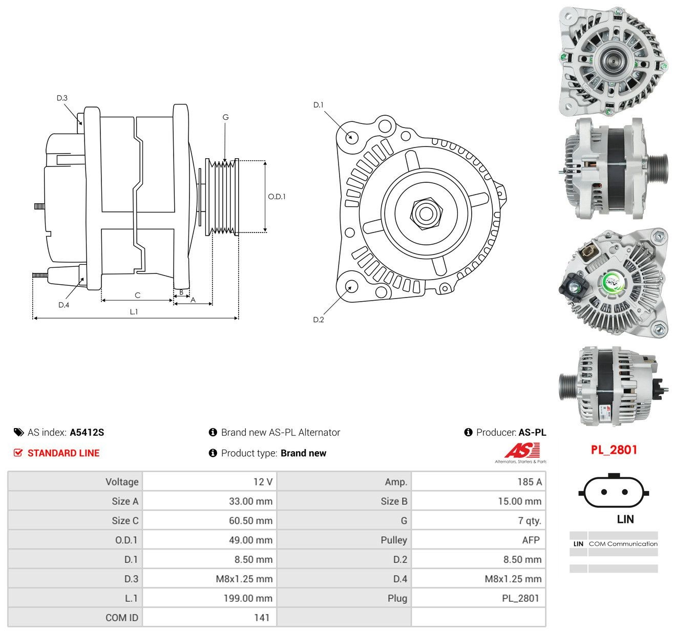Gerador As-pl A5412S preço, a partir de 230,00 USD