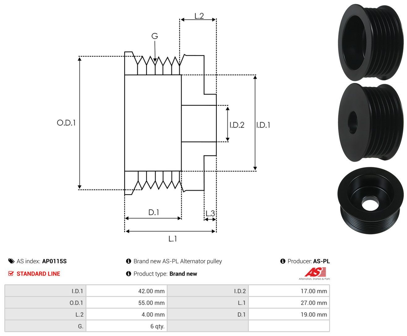 Polia do gerador para Ford Fiesta COURIER F3L, F5L