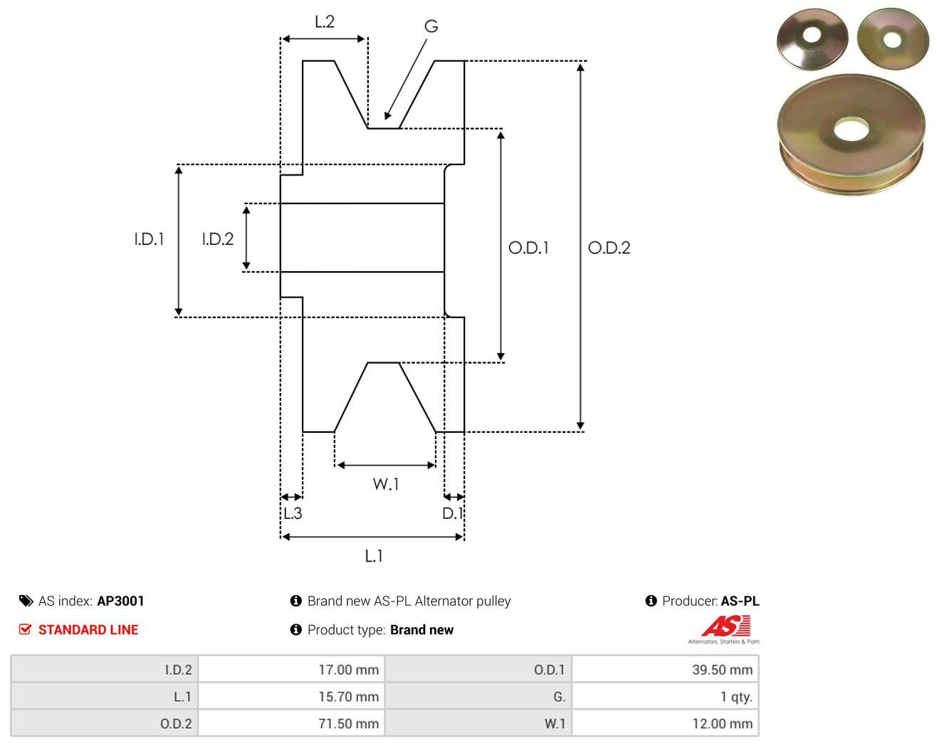 Polia do gerador para Opel Omega A 16, 17, 19