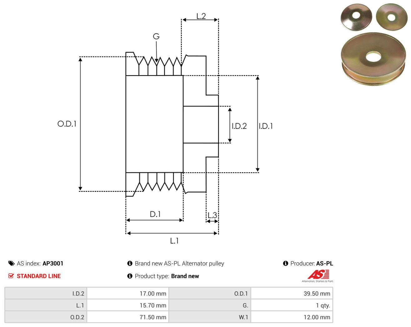 Polia do gerador Opel Omega A 16, 17, 19