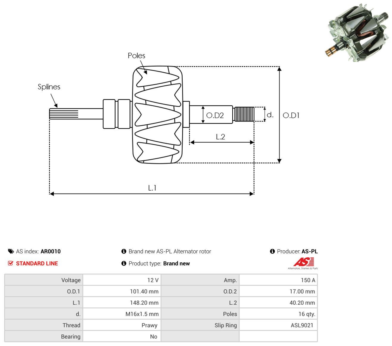 Induzido (rotor) do gerador 330113 Cargo