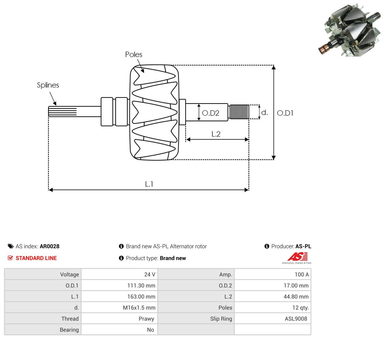 Induzido (rotor) do gerador Mercedes Benz Truck TRUCK ACTROS  