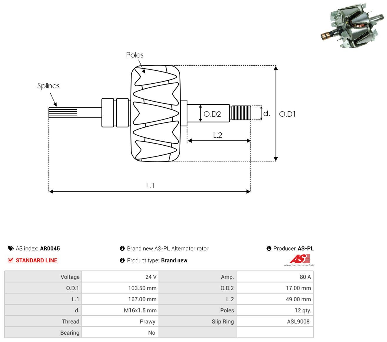 Induzido (rotor) do gerador DAF 105 XF 