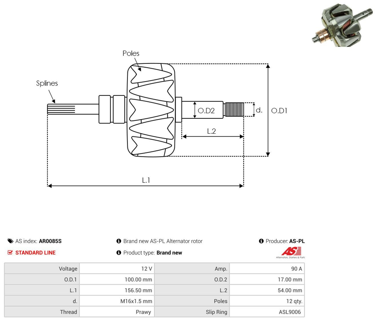 Induzido (rotor) do gerador para Mercedes S  W126