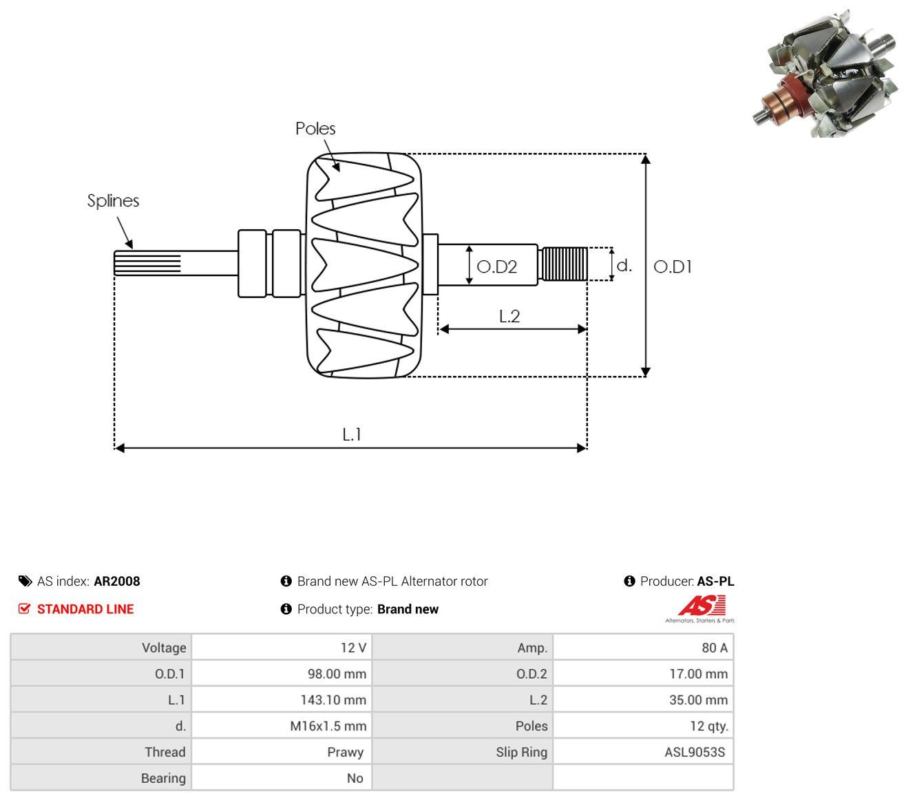  Induzido (rotor) do gerador Nissan Primera carrinha (WP11) (1996 - 2002) 