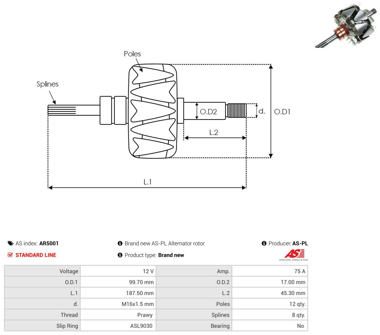  Induzido (rotor) do gerador Mitsubishi L 300 ônibus (P0W, P1W, P2W) (1986 - 2008) 