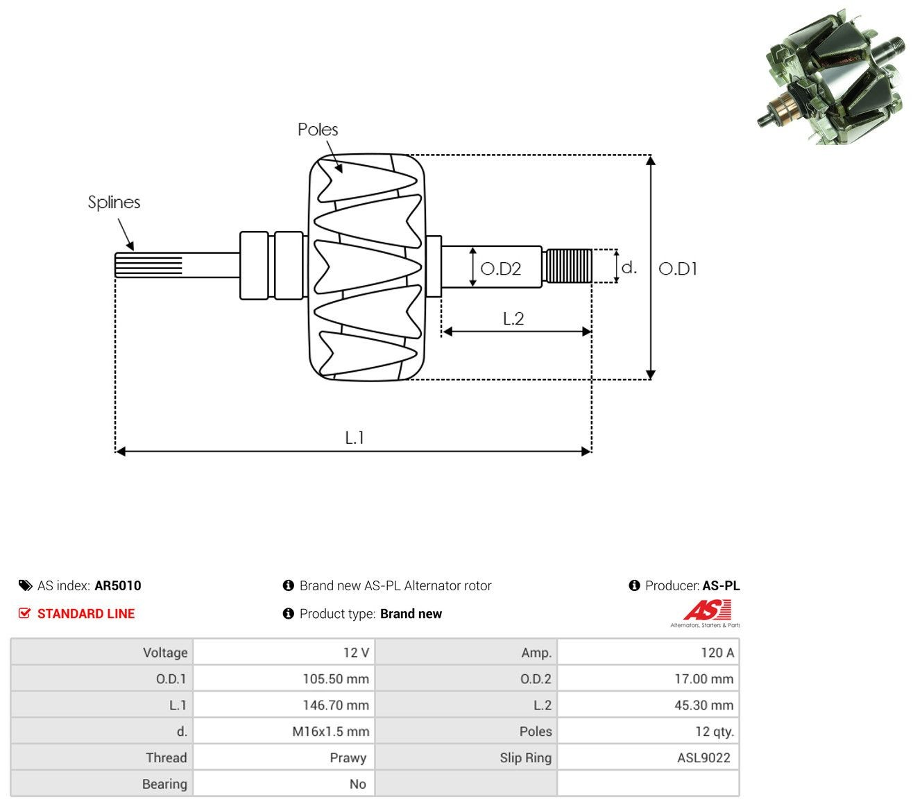 Induzido (rotor) do gerador Nissan Pathfinder  R51M