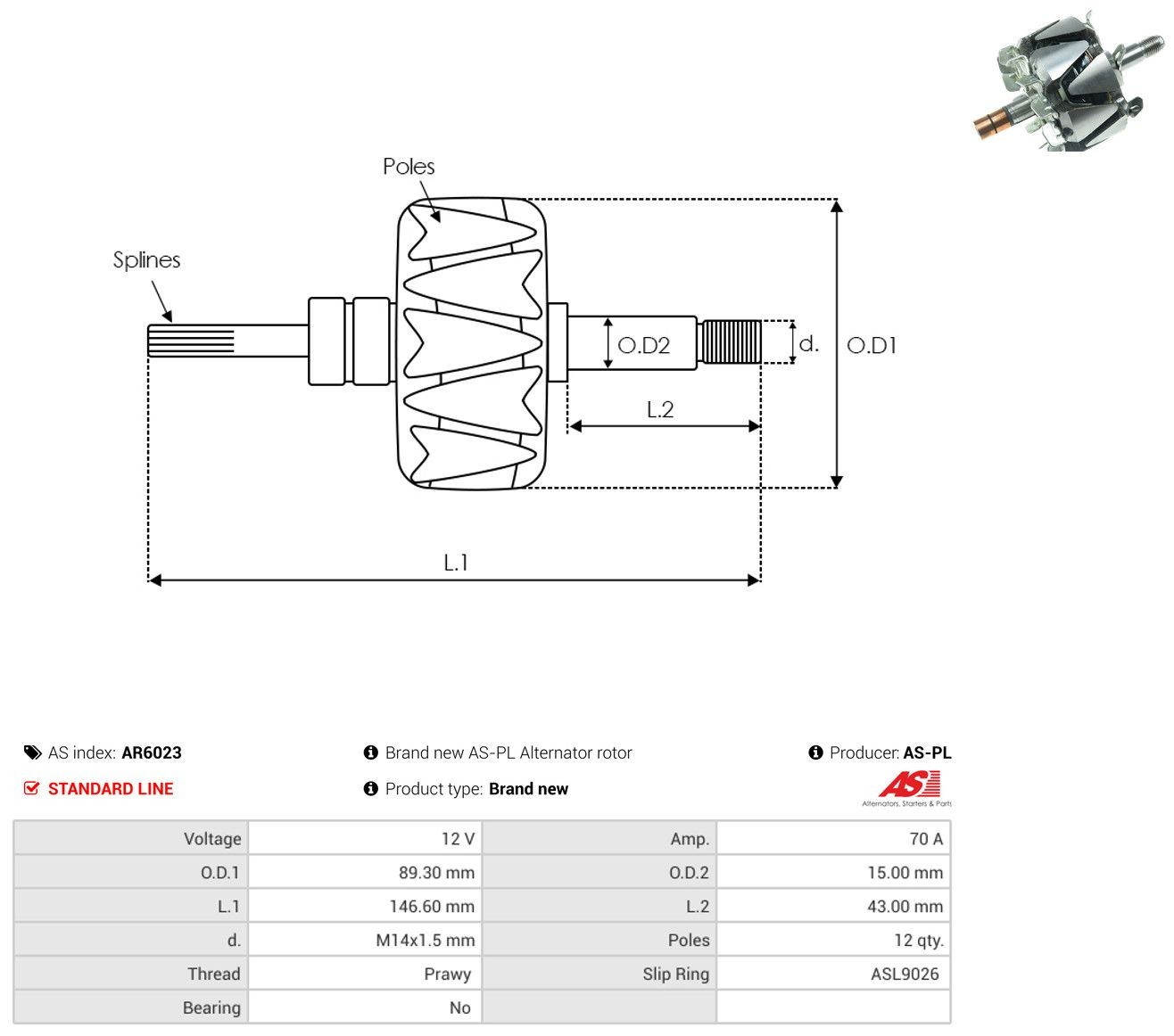  Induzido (rotor) do gerador Toyota Land Cruiser PRADO ASIA SUV (J12) (2002 - 2010) PRADO ASIA