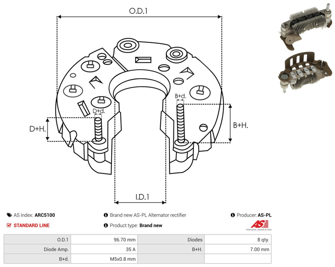  Eixo de diodos do gerador Suzuki Swift III hatchback (RS) (2005 - 2011) III