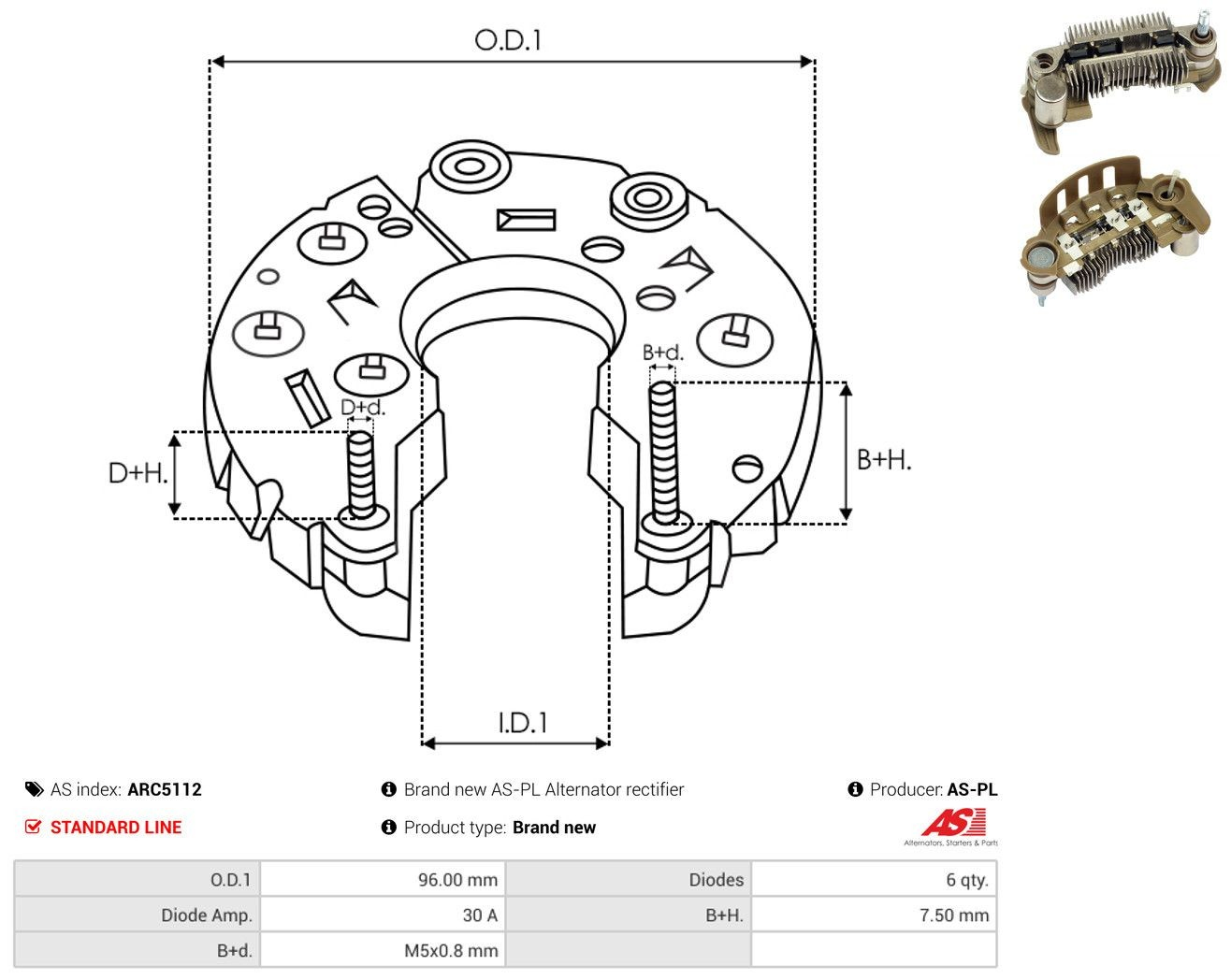  Eixo de diodos do gerador Honda Civic VI hatchback (MB) (1997 - 2001) VI
