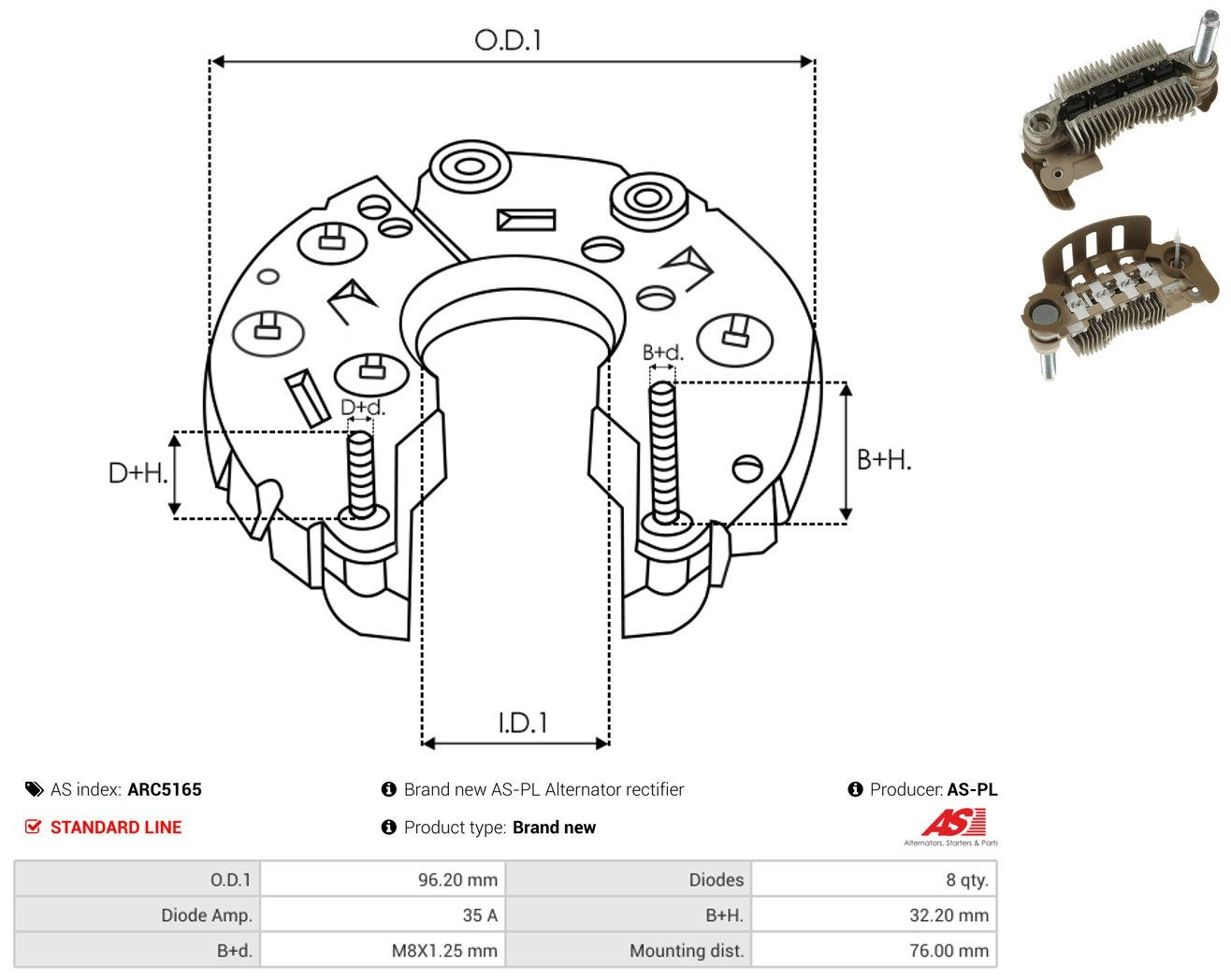 Eixo de diodos do gerador para Smart FORTWO  451