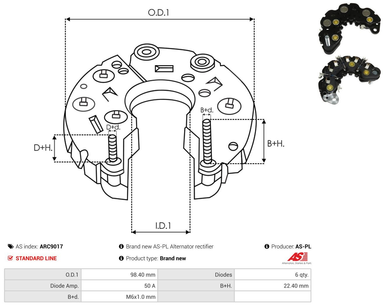  Eixo de diodos do gerador Chevrolet Aveo II hatchback (T250, T255) (2006 - 2011) II
