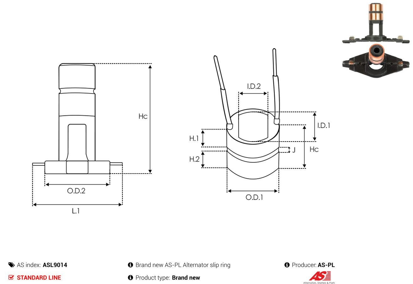 Tubo coletor de rotor do gerador ASL9014 As-pl