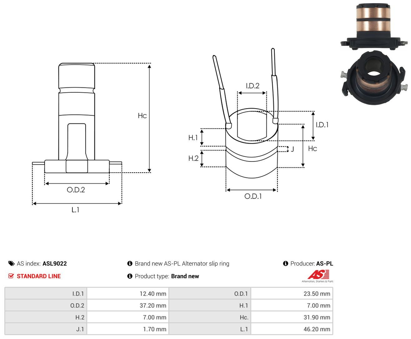 Compre ASL9022 As-pl Tubo coletor de rotor do gerador