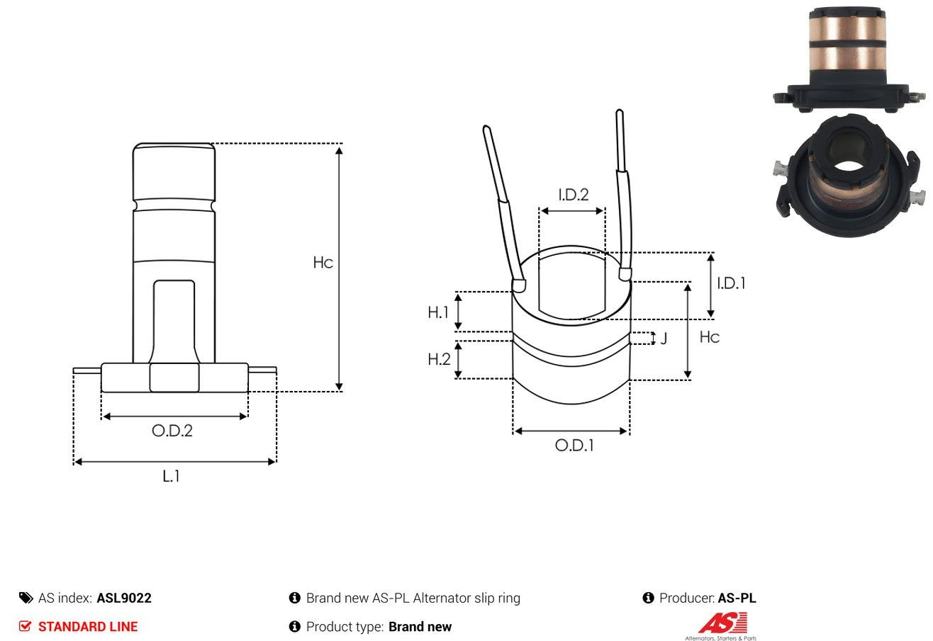 Tubo coletor de rotor do gerador ASL9022 As-pl