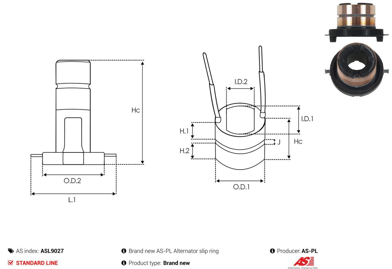 Tubo coletor de rotor do gerador ASL9027 As-pl