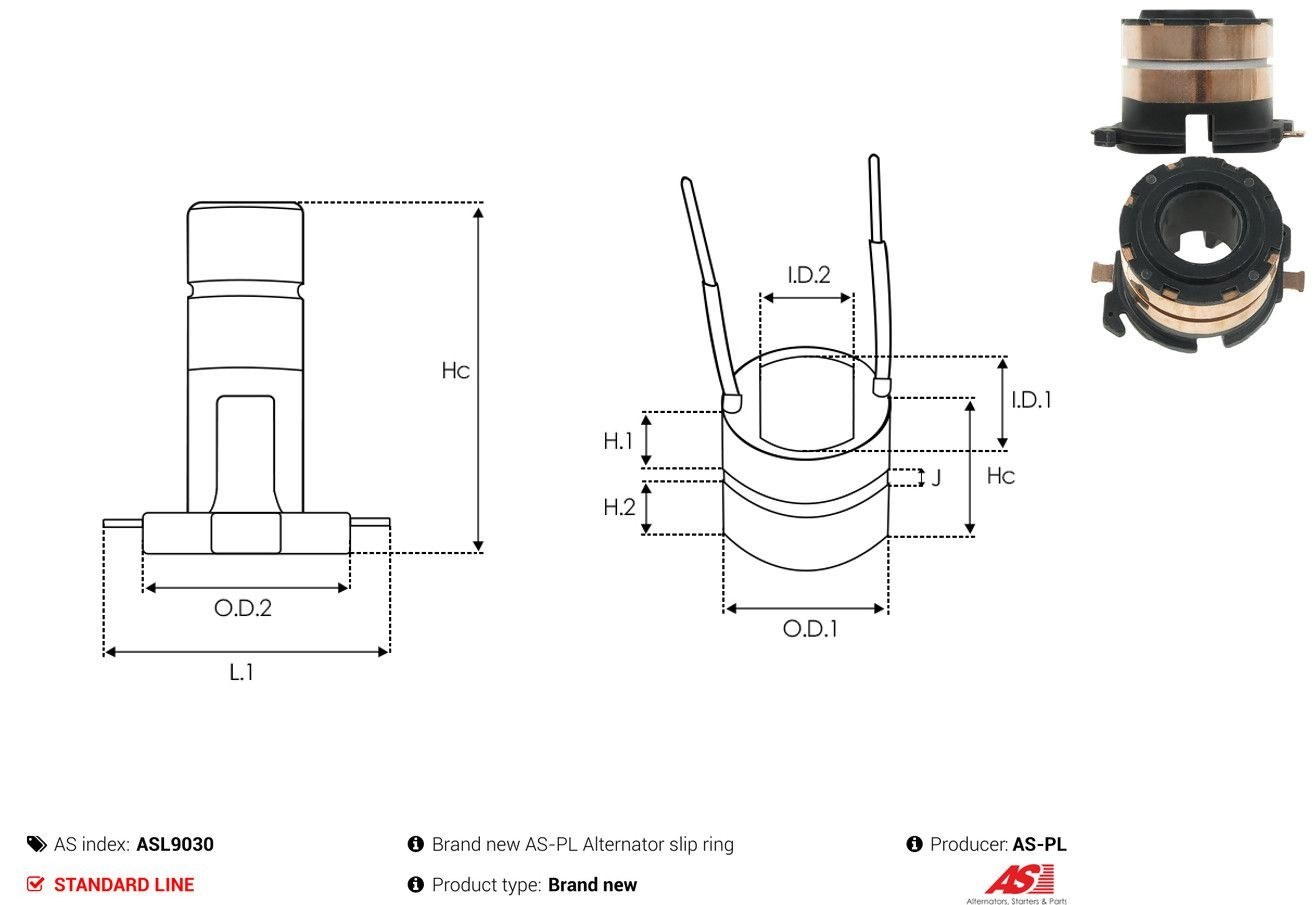 Tubo coletor de rotor do gerador ASL9030 As-pl