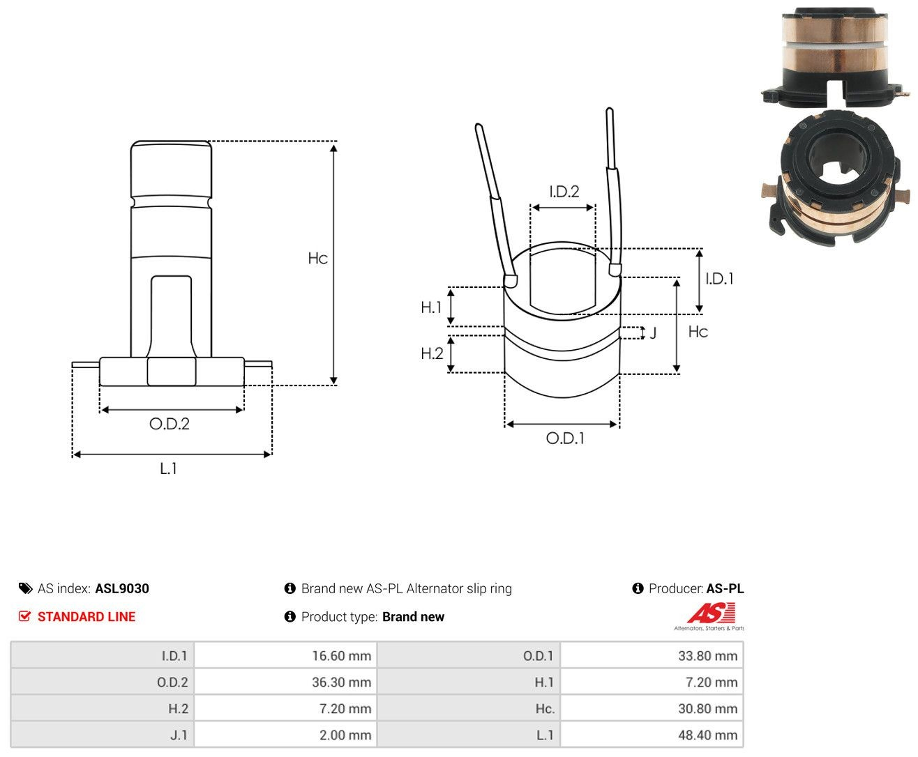 Tubo coletor de rotor do gerador As-pl ASL9030 preço, a partir de 3,83 USD
