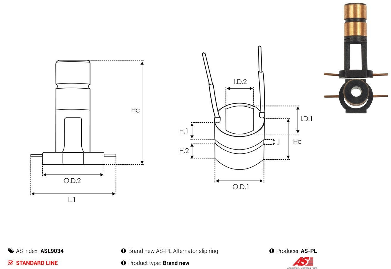 Tubo coletor de rotor do gerador ASL9034 As-pl