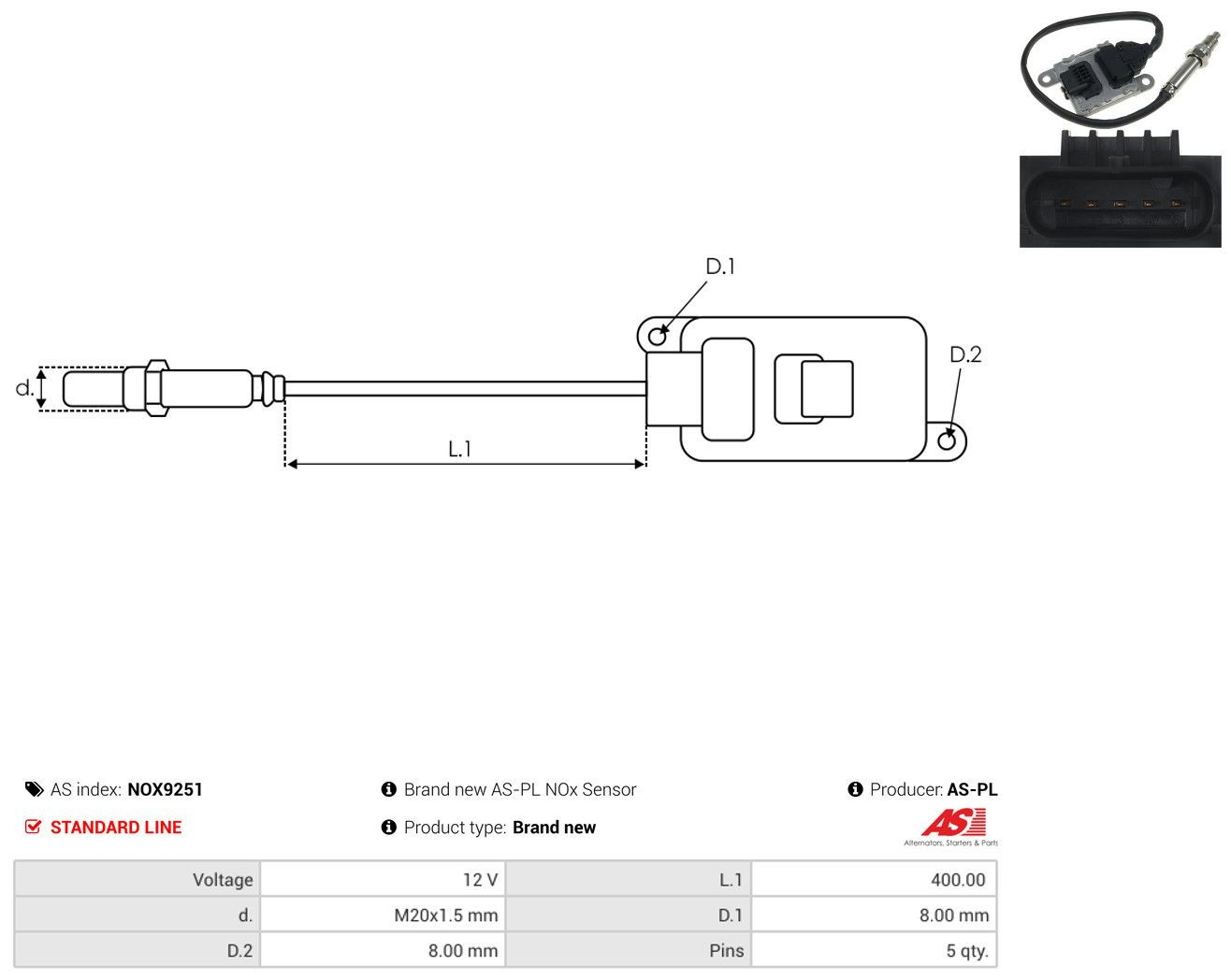 Compre NOX9251 As-pl Sensor dianteiro de óxidos de nitrogênio NOX
