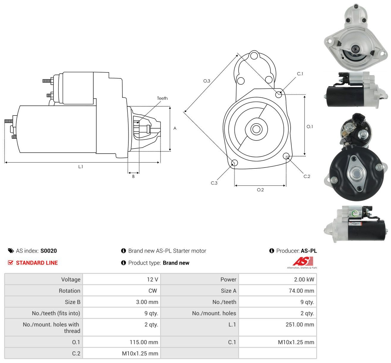 Motor de arranco S0020 As-pl