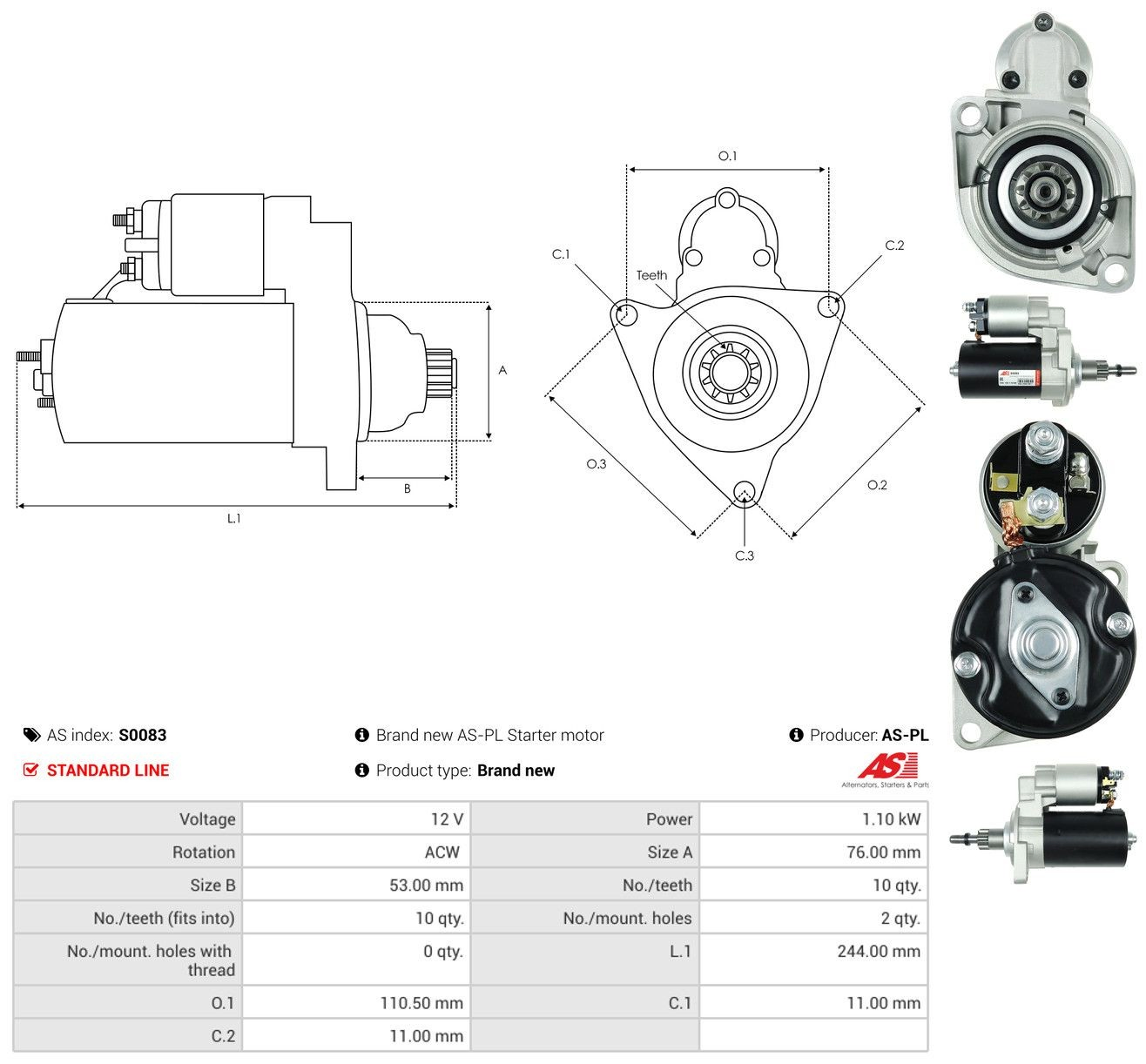 Motor de arranco As-pl S0083 preço, a partir de 69,64 USD