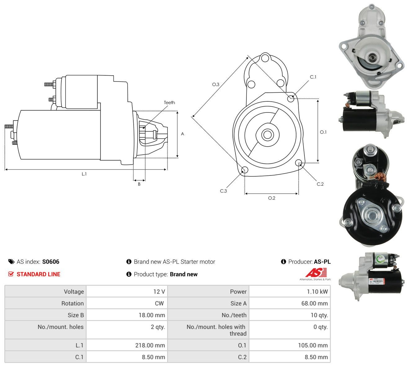 Motor de arranco As-pl S0606 preço, a partir de 51,32 USD