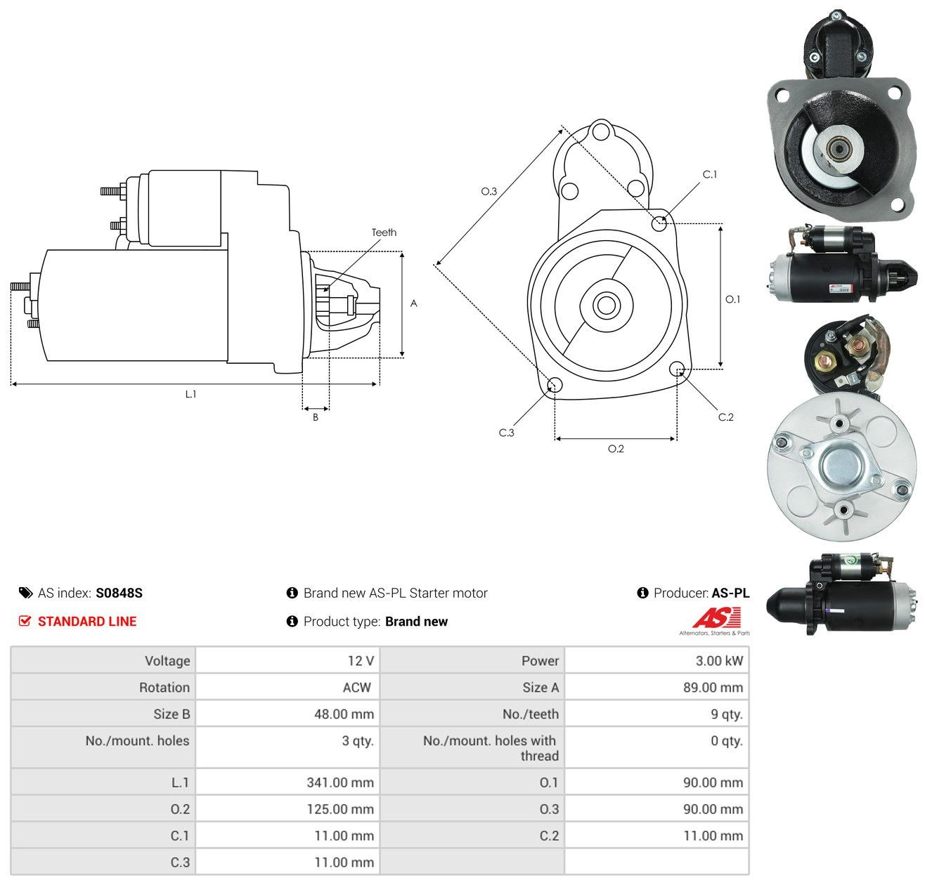 245927C93 Case Motor de arranco