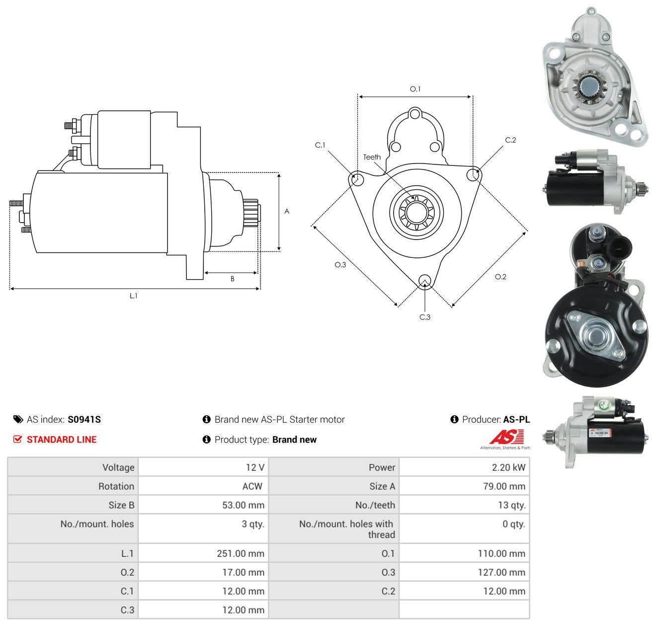 Motor de arranco para Audi Q3  F3B